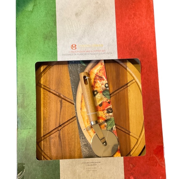 Masterclass Premium Collection 2-PC Set Acacia Wood Board & Pizza Cutter NWT - Picture 3 of 5